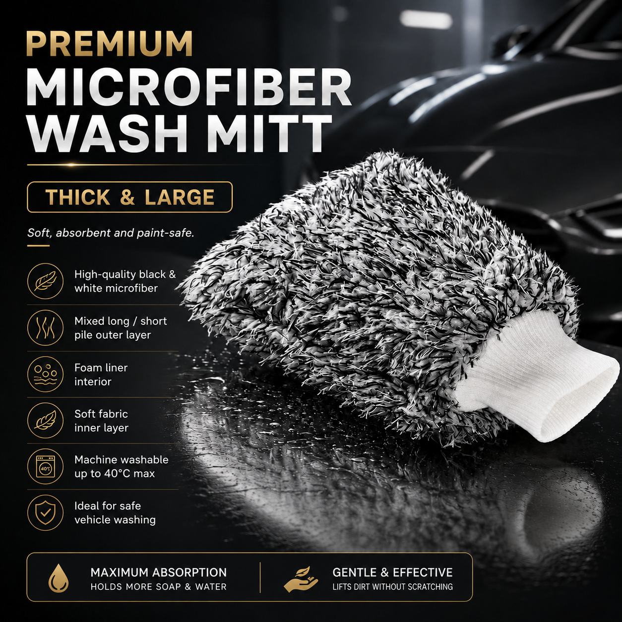 Premium  Microfibre Wash Mitt  Large
