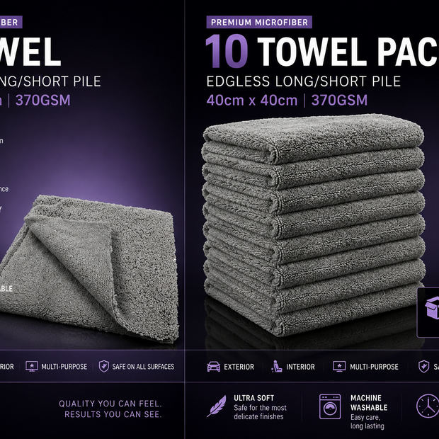 Edgeless Long-Short Pile Microfiber 40cm x 40cm 370GSM