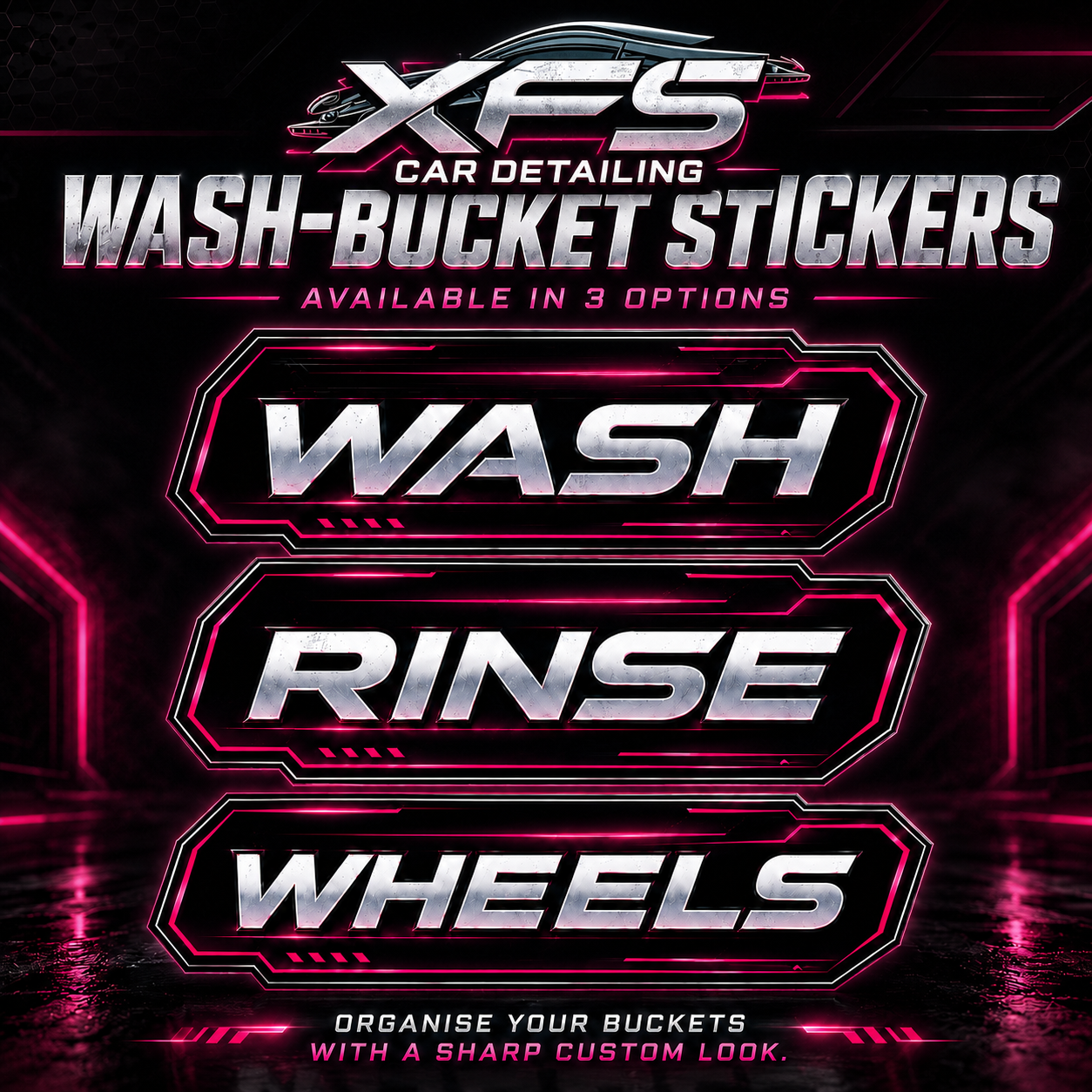 Wash-Bucket Stickers Available in 3 options: