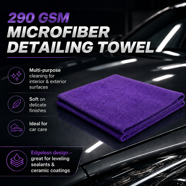 Microfiber Towel Edgeless – 290GSM  Size: 40 cm x 40 cm Purple